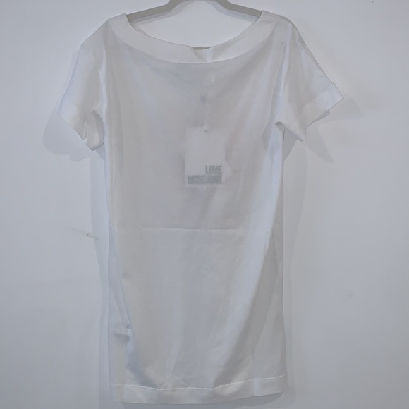 LOVE MOSCHINO White Cotton Palm Tree Print Crewneck T-Shirt Dress US 4 - Picture 9 of 15